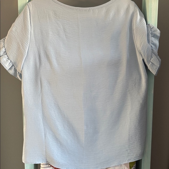 Light Blue Ruffle Sleeve Top - Picture 4 of 4